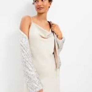 Cream Satin Cowl Midi Slip Dress (SZ. 2) LOFT BRAND